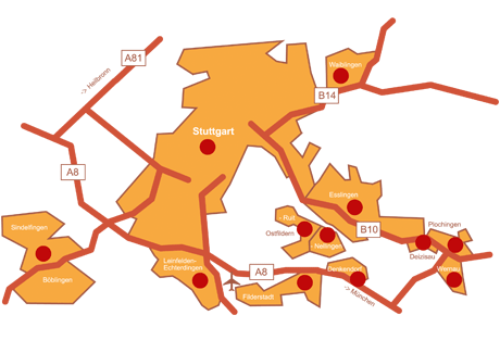 Karte Region Stuttgart